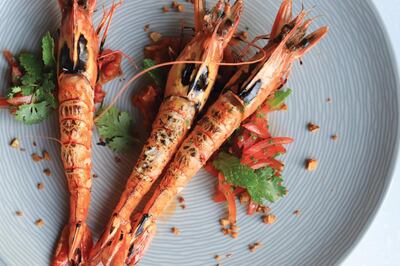 Inihaw na Hipon, or tiger prawns marinated in calamansi. Courtesy 'Cuisinero - Taste the Philippines'