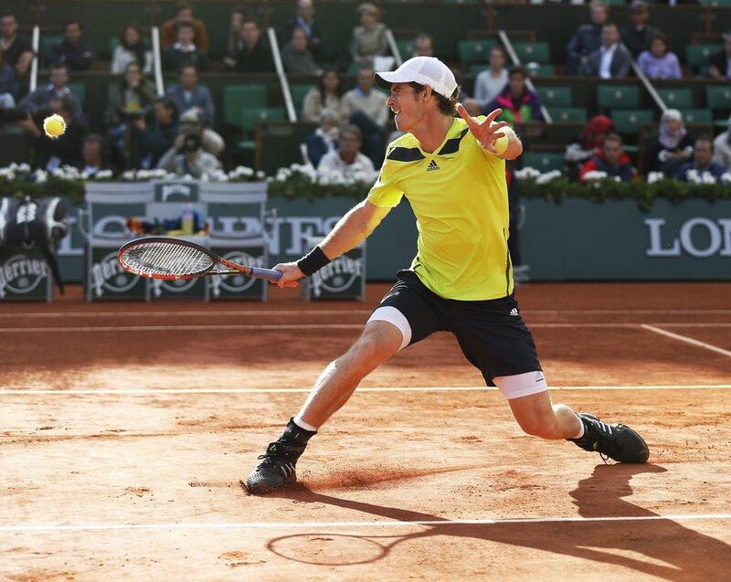 Andy Murray of Britain returns to Gael Monfils of France in their quarter-final match during the French Open on Wednesday. Etienne Laurent / EPA / June 4, 2014