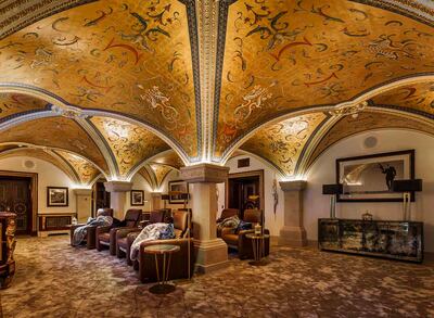 The ornate vaulted ceilings in the lower ground entertainment area were hand-painted by three artists over three years. Photo: Mel Yates Photography