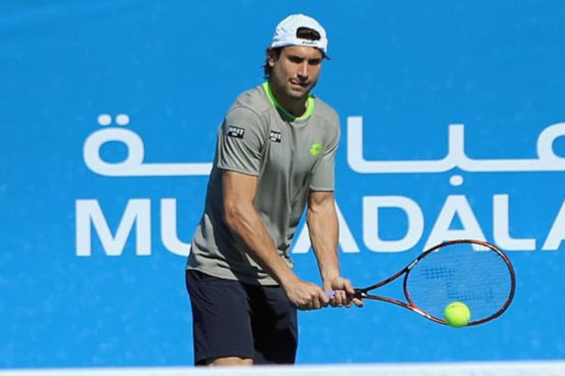 David Ferrer warms up at Zayed Sports City on Thursday. Delores Johnson / The National