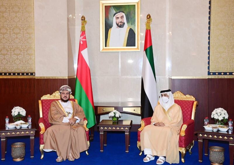 Mansour bin Zayed receives Asa'ad bin Tariq Al Said. WAM