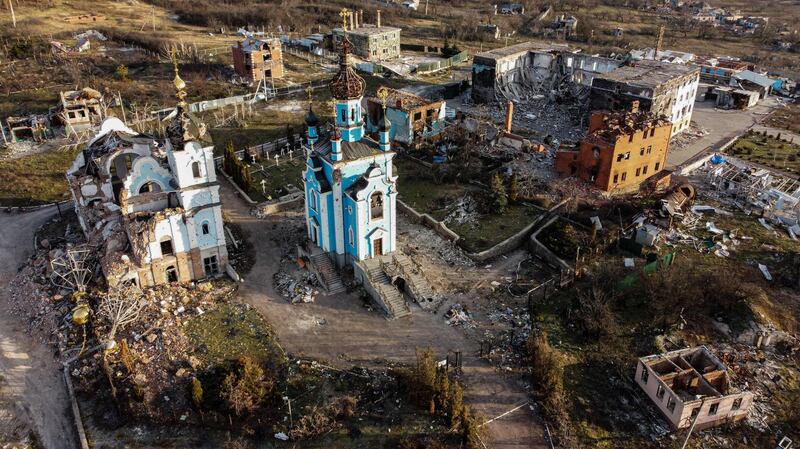 Destruction in the village of Bohorodychne, in eastern Ukraine. AFP