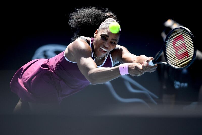 AUCKLAND, NEW ZEALAND - JANUARY 10: Serena Williams of the USA plays a backhand during her quarter final match against Laura Siegemund of Germany during day five of the 2020 Women's ASB Classic at ASB Tennis Centre on January 10, 2020 in Auckland, New Zealand. (Photo by Hannah Peters/Getty Images)