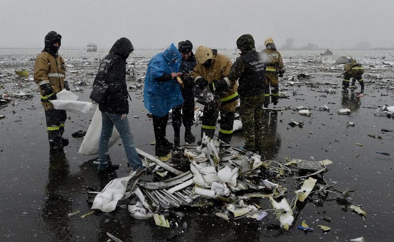 Crash site of FlyDubai’s Flight FZ981 at Rostov-on-Don in Russia last week. Reuters