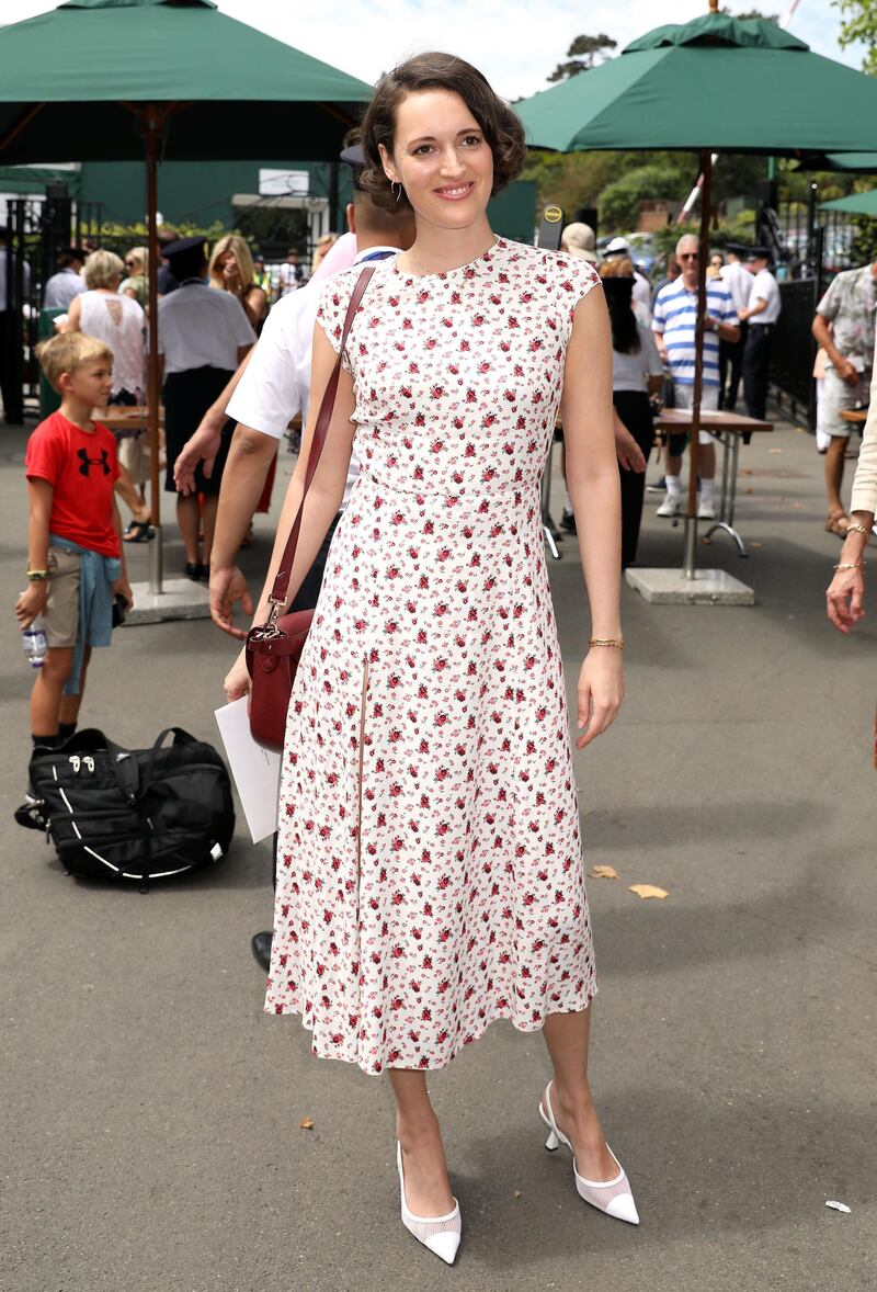 Phoebe Waller-Bridge, in Reformation, on day five of the Wimbledon Championships at the All England Lawn Tennis and Croquet Club. PA