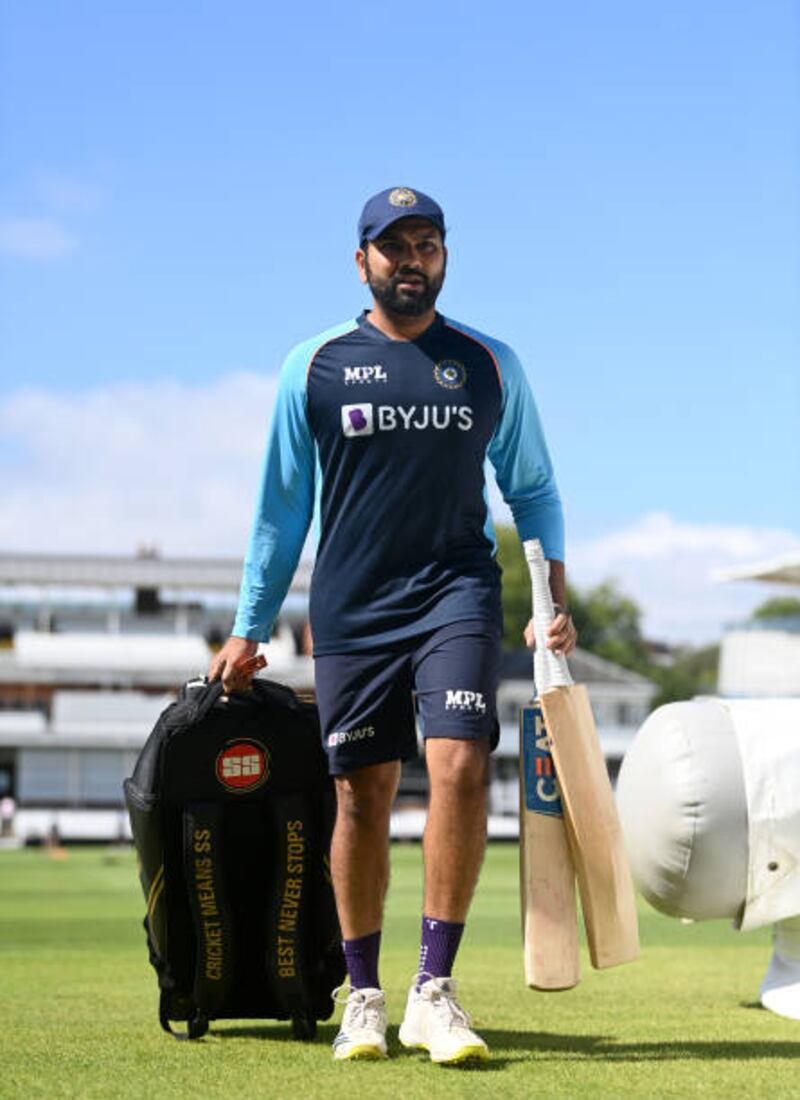 Rohit Sharma of India during a nets session at Lord's.