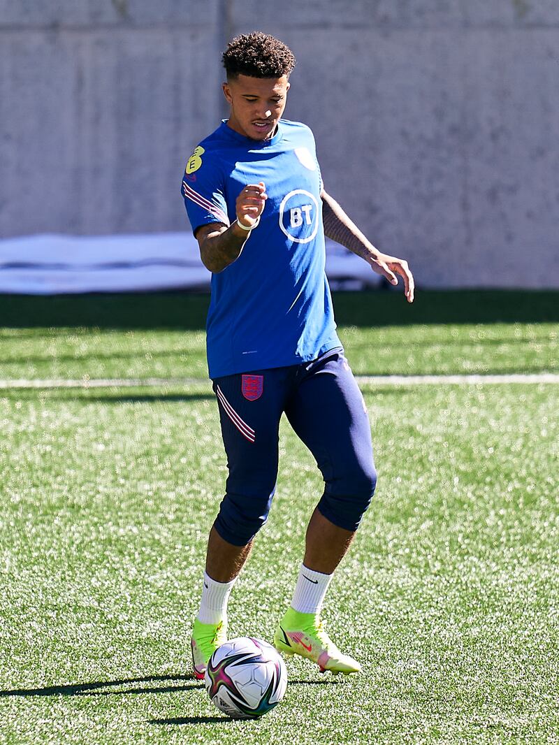 Jadon Sancho of England during the training session.