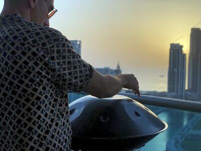 Dubai's Walter Scalzone has been playing a handpan on his balcony once a week during isolation