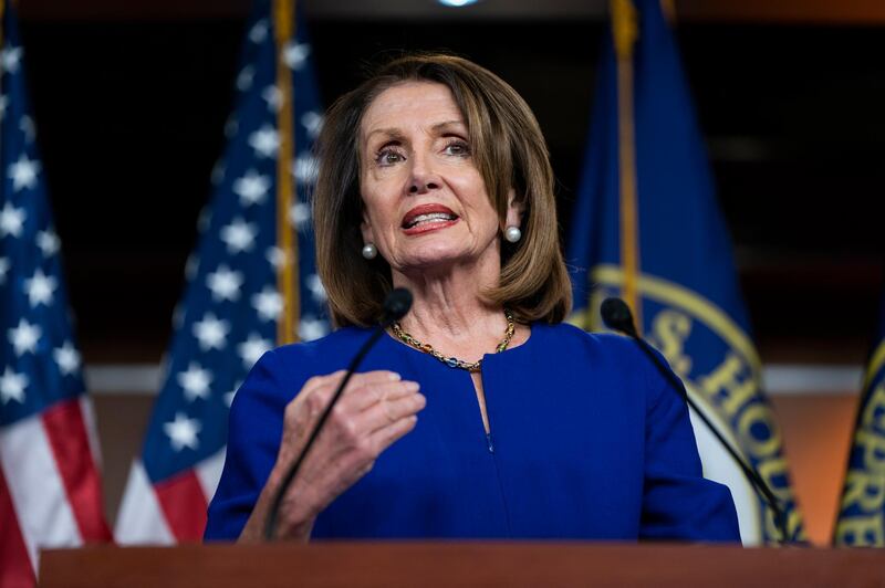 epa07420167 Democratic Speaker of the House Nancy Pelosi speaks at a press conference in the US Capitol in Washington, DC, USA, 07 March 2019. Lawmakers are debating how to handle recent criticisms of Israel made by Democratic Representative from Minnesota Ilhan Omar, which critics have called anti-Semitic. Speaker of the House Nancy Pelosi announced there would a be a vote to condemn anti-Semitism in the House later in the day.  EPA/JIM LO SCALZO