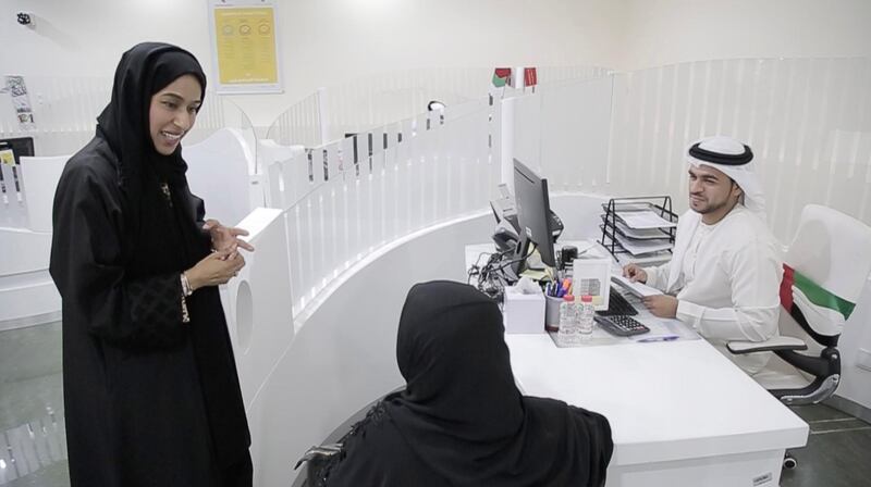 Hessa Buhumaid, Minister of Community Development, met with staff and members of the public during a visit to a customer service centre in Dubai. Courtesy Wam  