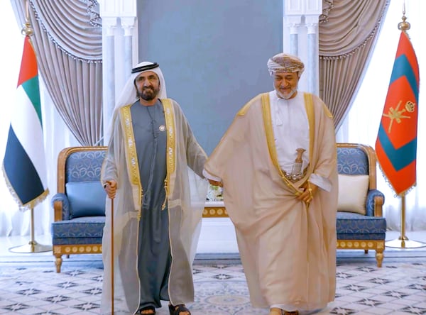 Sheikh Mohammed bin Rashid , Vice President and Ruler of Dubai, with Sultan Haitham of Oman. Wam