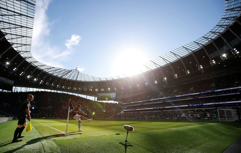 Aston Villa's Douglas Luiz takes a corner kick during the Premier League game against Tottenham Hotspur on Sunday, October 3. Reuters