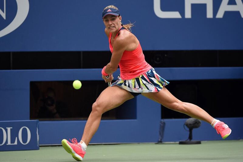 Angelique Kerber of Germany hits a return against Karolina Pliskova of Czech Republic. Timothy A Clary / AP Photo