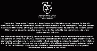 The statement about Ductac's closure on its website. Courtesy Ductac