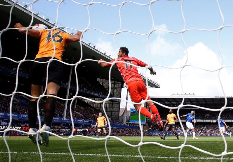 Everton's Richarlison scores their first goal. Reuters