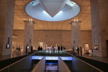 Visitors at the Museum of Egyptian Civilisation, in the historic city of Al Fustat, during its official reopening on April 4. AFP