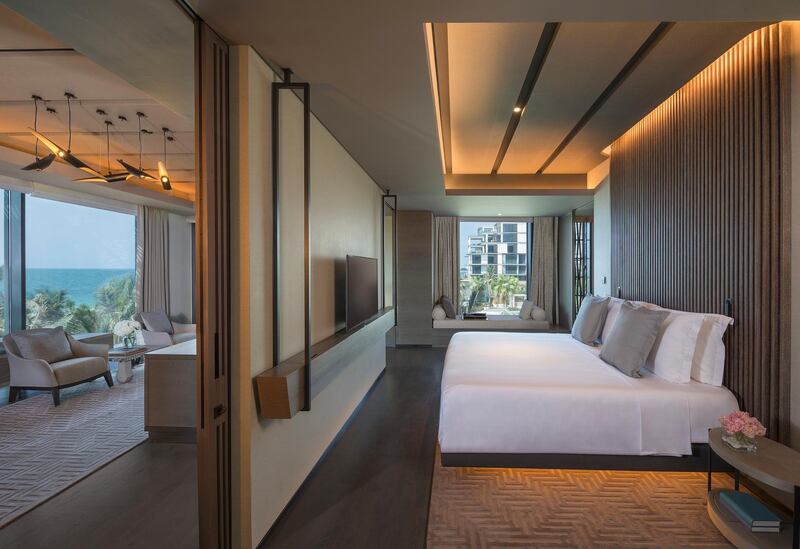 A guest room at Caesars Bluewaters Dubai. Caesars Palace