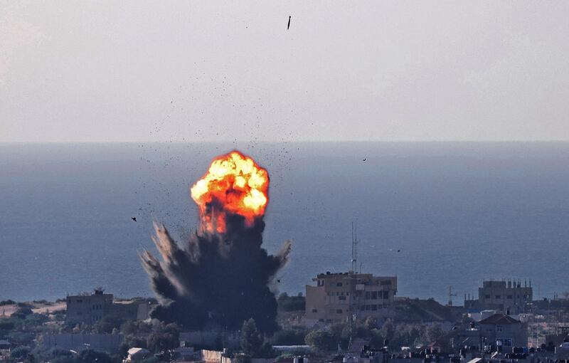 Israeli bombs fall on Rafah in the southern Gaza Strip. AFP