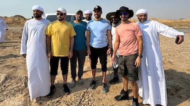 Some of the 40-strong group of storm heroes, pictured with Sheikh Sultan bin Ahmed Al Qasimi, Deputy Ruler of Sharjah. Photo: Jamal Al Janahi