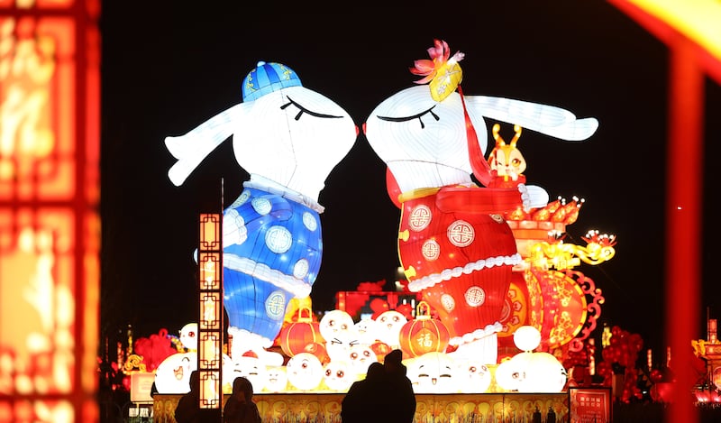 Chinese lanterns in Shenyang, capital of northeast China's Liaoning Province, to depict the year of the rabbit. EPA
