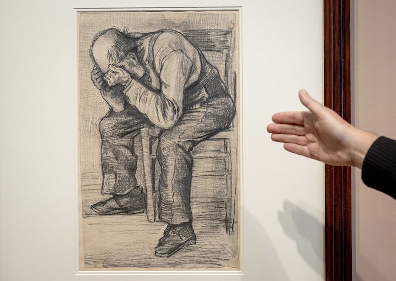 A newly discovered drawing attributed to Dutch artist Vincent van Gogh is on display at the Van Gogh Museum in Amsterdam. EPA