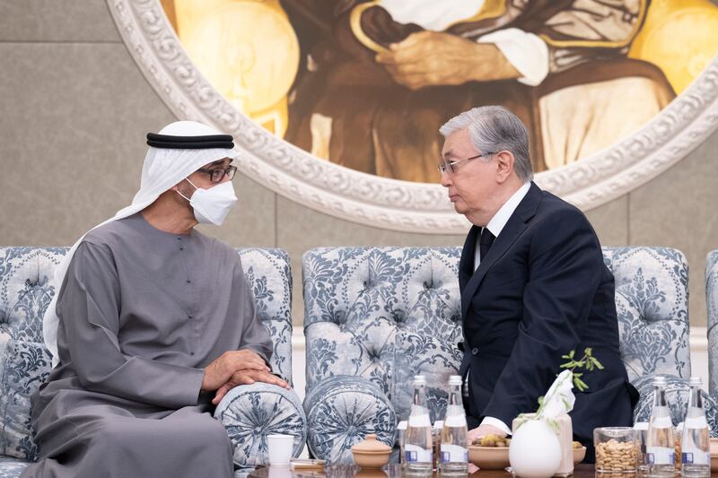 Kassym-Jomart Tokayev, President of Kazakhstan with President Sheikh Mohamed.