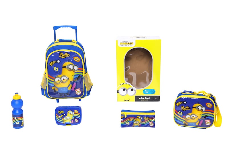 Minions five-in-one trolley pack, Dh139, Carrefour.