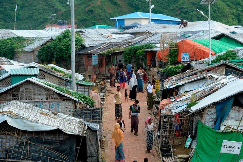 Rohingya people are seen at a camp in Teknaf. AFP