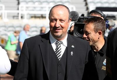 Newcastle manager Rafael Benitez before the English Premier League soccer match against Tottenham, at St James' Park in Newcastle, England, Saturday Aug. 11, 2018. (Owen Humphreys/PA via AP)