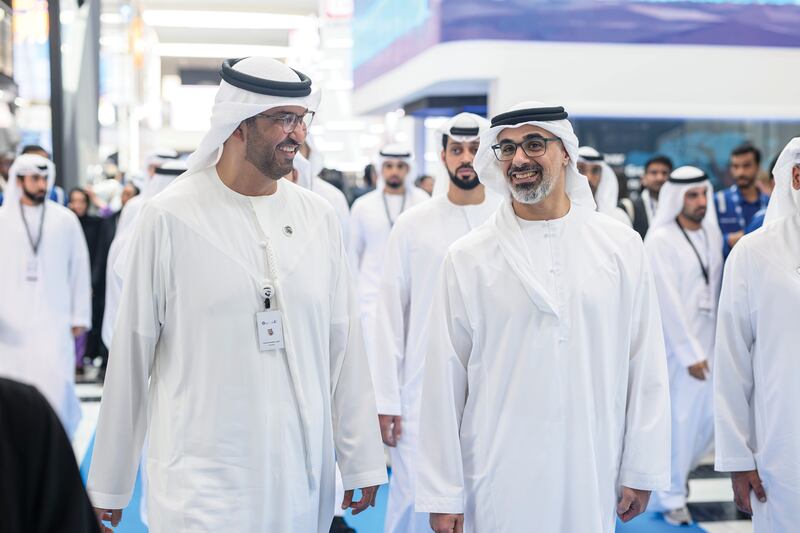Sheikh Khaled bin Mohamed, Crown Prince of Abu Dhabi and Chairman of Abu Dhabi Executive Council, has visited the Adipec event. Photo: Abu Dhabi Government Media Office