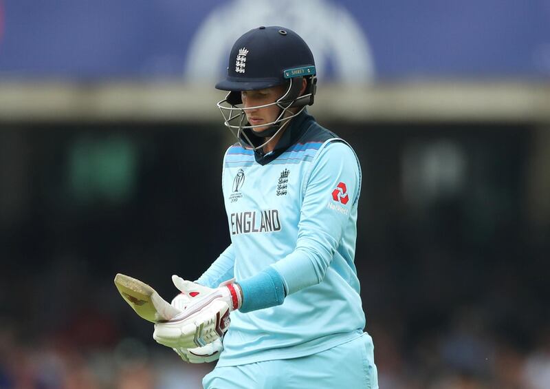 Cricket - ICC Cricket World Cup - England v Australia - Lord's Cricket Ground, London, Britain - June 25, 2019   England's Joe Root looks dejected after losing his wicket   Action Images via Reuters/Peter Cziborra