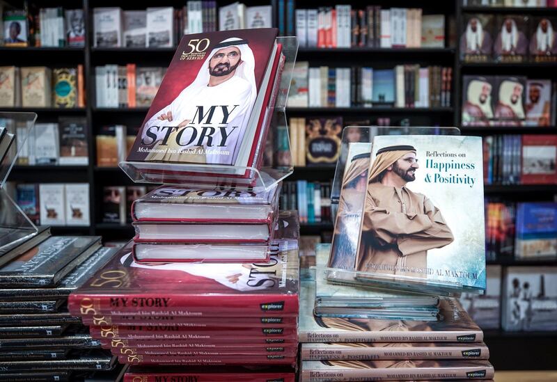 Abu Dhabi, United Arab Emirates, May 10, 2020.  Sheikh Mohammed bin Rashid Al Maktoum books Kinokuniya Books.
Victor Besa/The National
Section:  NA
Reporter: