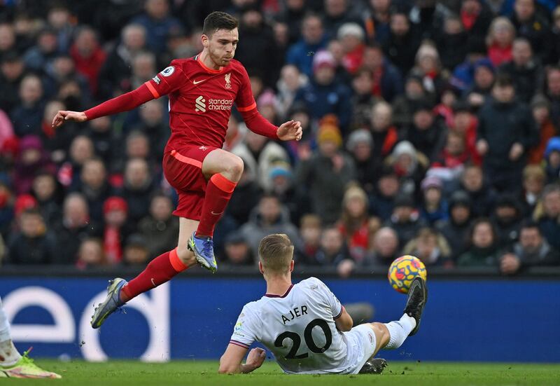 Andrew Robertson - 7: The Scot was below par in the first half but improved after the break when his distribution began to have more impact. His pass set up the second goal. AFP