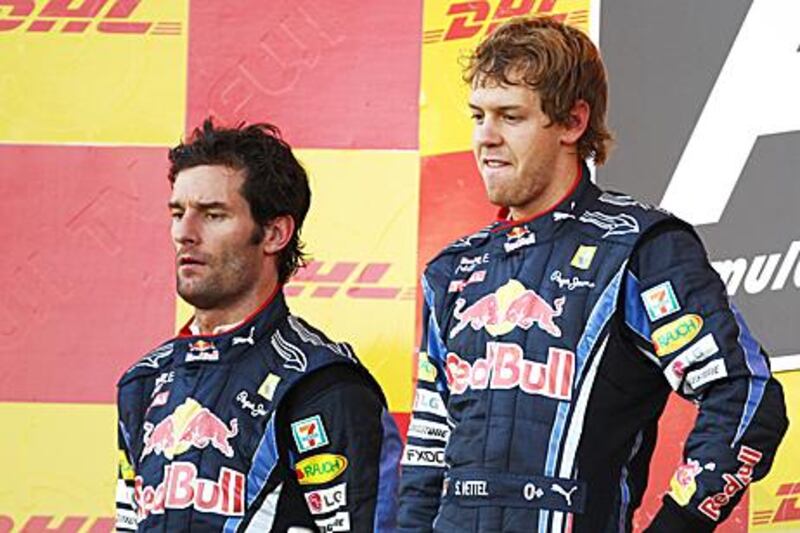 The catfight between Red Bull-Renault teammates Mark Webber, left, and Sebastian Vettel started at the Turkish Grand Prix back in May.