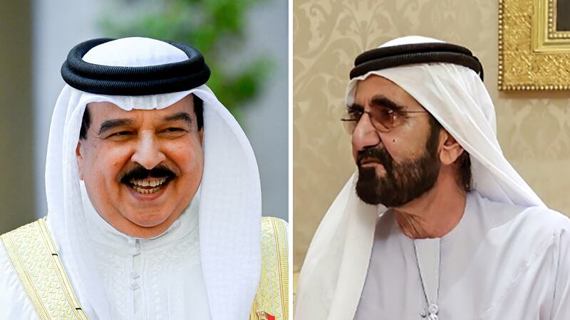 President Sheikh Mohammed bin Rashid, Vice President and Ruler of Dubai, sent congratulations to King Hamad of Bahrain on his country's 52nd National Day. AFP / Wam