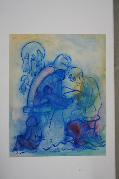 Porter's research yielded work that has been seen publicly before, such as this watercolour by the Saudi modernist Abdulhalim Radwi. Photo: Estate of Abdulhalim Radwi