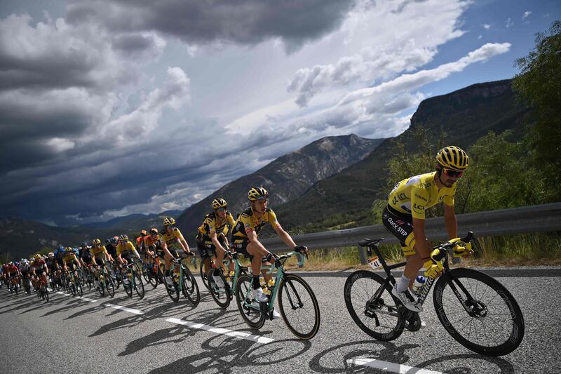 France's Julian Alaphilippe, right, during Stage 3. AFP