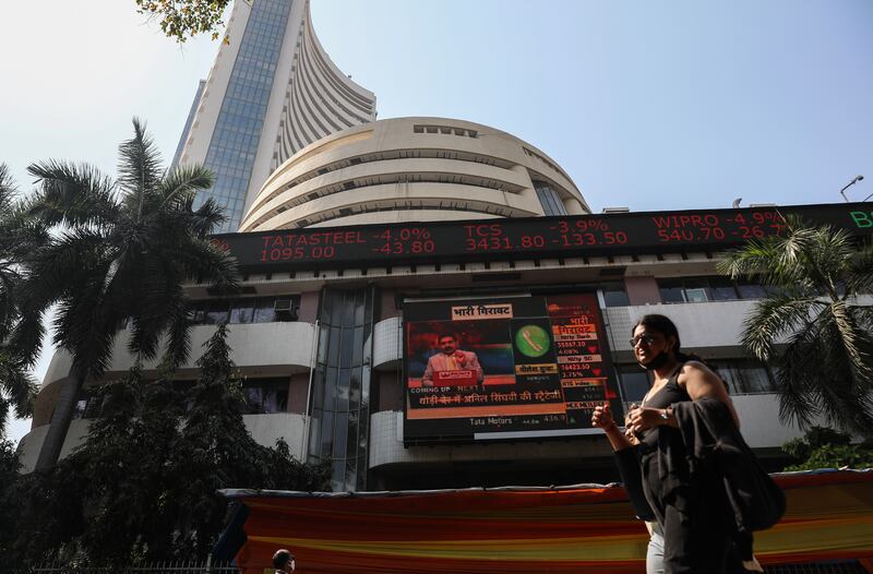 The BSE stock market building in Mumbai. The outlook for India's stock markets appears bearish in the short term, experts say. EPA