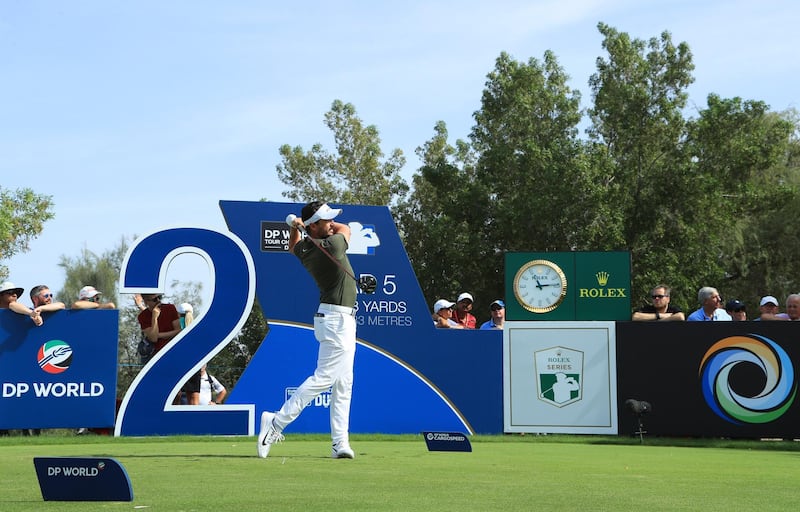 DUBAI, UNITED ARAB EMIRATES - NOVEMBER 16:  Mike Lorenzo-Vera of France tees off on the 2nd hole during day two of the DP World Tour Championship at Jumeirah Golf Estates on November 16, 2018 in Dubai, United Arab Emirates.  (Photo by Andrew Redington/Getty Images)