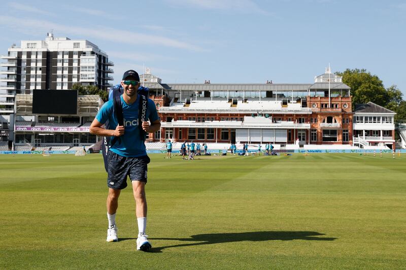 England's Mark Wood arrives for a training session at Lord's.