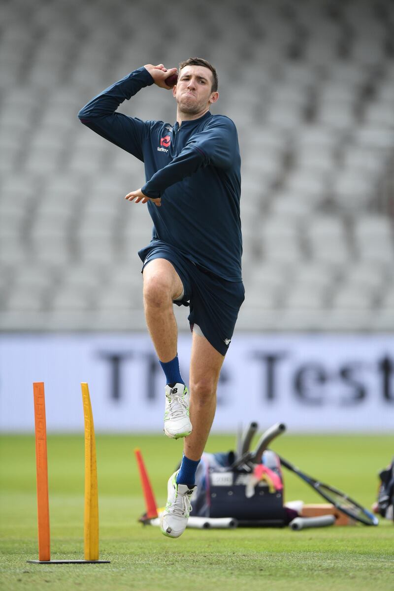 MANCHESTER, ENGLAND - SEPTEMBER 03: England bowler Craig Overton in action during England nets ahead of the 4th Test match at Emirates Old Trafford on September 03, 2019 in Manchester, England. (Photo by Stu Forster/Getty Images)