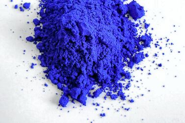 Photograph of YInMn Blue as synthesised in the laboratory.