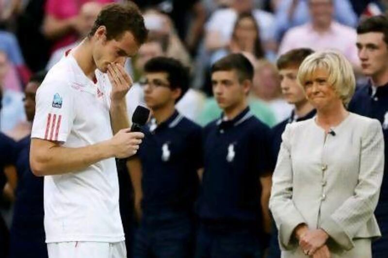 Andy Murray had to regain his composure before he could address the crowd at SW19.