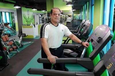 ABU DHABI, UNITED ARAB EMIRATES , May 31 – 2020 :- Sabry Razouk, 75 years old UAE resident and champion in boxing, body building , former trainer of presidential guard at his son’s gym called ‘The Hulk’ in Al Manhal area in Abu Dhabi. (Pawan Singh / The National) For POAN. Story by Haneen