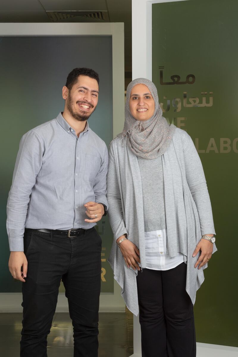 Mohammed Aboelazm and Mina Sadik from – I Hear You. They will be developing an app that will make communication easier for people with disabilities by converting text messages to sign language and vice versa. Courtesy Maan