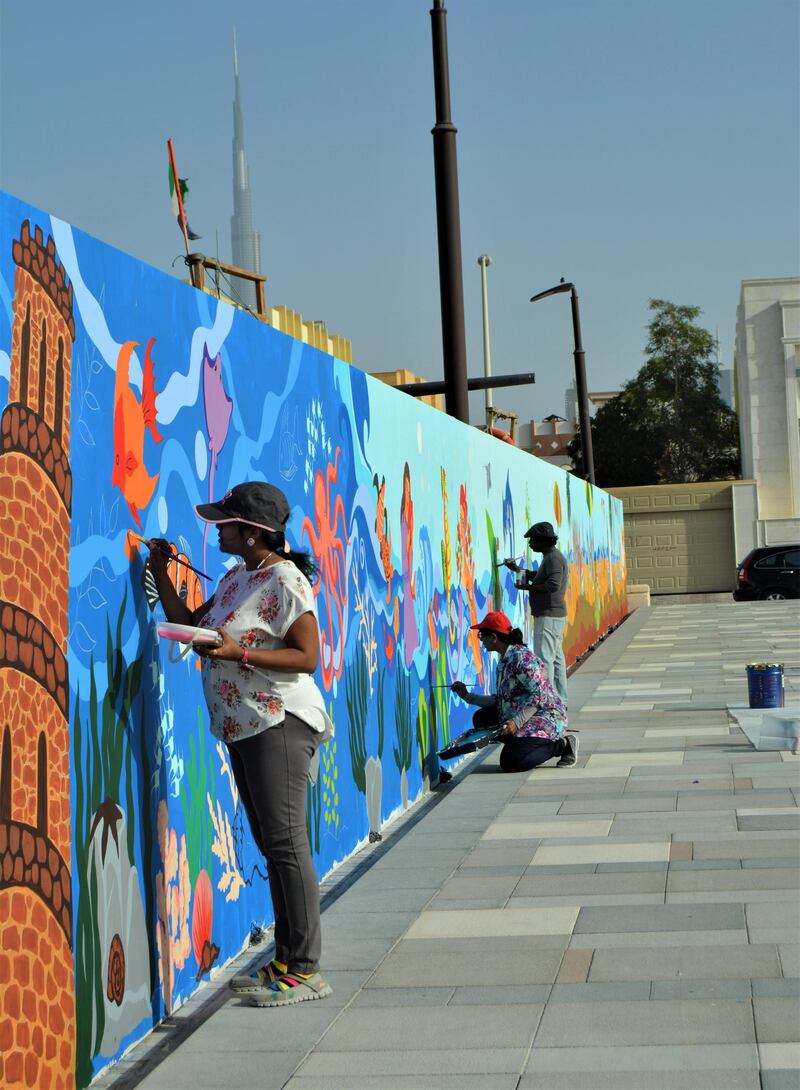 The team had five days to paint the 56-metre mural. Courtesy Art4You