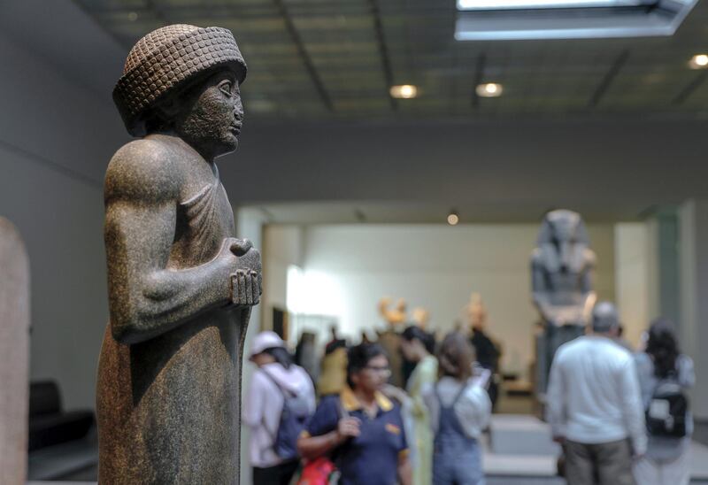Abu Dhabi, United Arab Emirates, March 12, 2020.  
Stock Images;  The Louvre Abu Dhabi.  Shot November 19, 2019.
Gudea, prince of Lagash; Neo-Sumerian kingdom, Iraq.
Victor Besa / The National
Section:  NA standalone
Reporter: