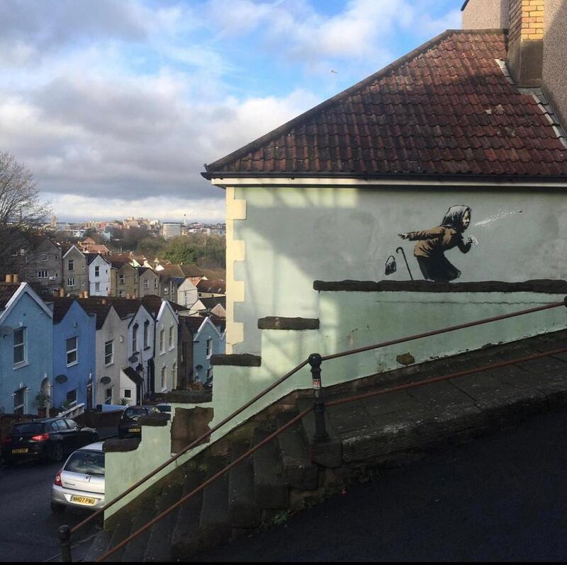 A possible new Banksy artwork has appeared on the side of a house in Bristol. Courtesy Street Art News