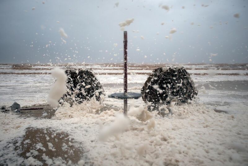Debris litters a beach during Cyclone Mekunu in Salalah, Oman, May 26, 2018. Cyclone Mekunu blew into the Arabian Peninsula early Saturday, drenching arid Oman and Yemen with rain, cutting off power lines, officials said. Kamran Jebreili / AP Photo