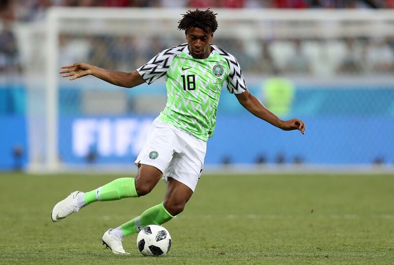 Nigeria midfielder Alex Iwobi in action against Iceland. Catherine Ivill / Getty Images